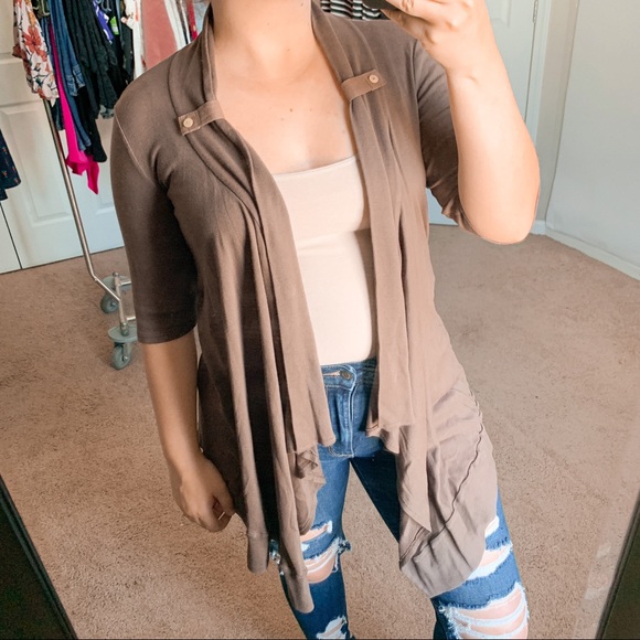 SPLENDID brown half sleeve open cardigan